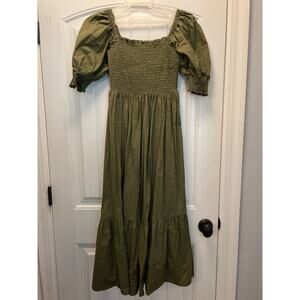 INC International Concepts Women’s Off The Shoulder Smocked Dress‎ Size S Green